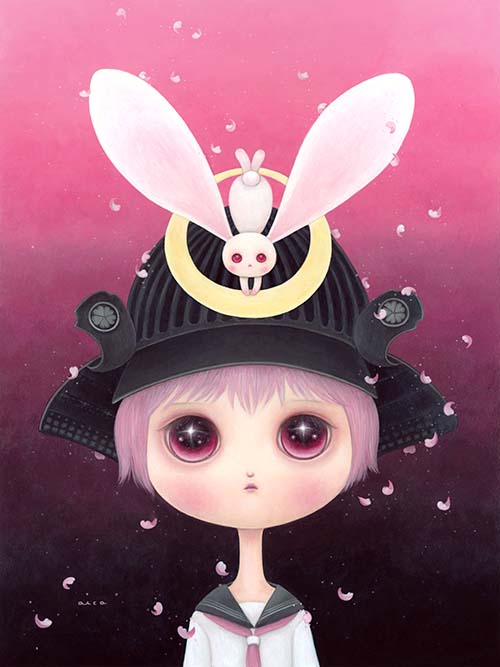 Samurai Helmets Are for Bunnies Now Painting by aica, Art Artist aica